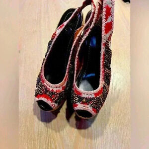 Darling Bacio 61 open toe heels with beaded details. Size 8 1/2. Heels 5 1/2” hi